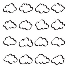 Set of cloud doodle vector