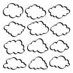 Set of cloud doodle vector