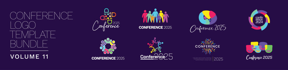 Modern Abstract Colorful Conference Logo Template Bundle for Your Event or Conference. Modern Colorful Logo Template Ready For Use, Modern Initial Logo. Colorful Logo Template Bundle