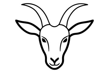 Goat Head Line Art Vector Illustration on White Background