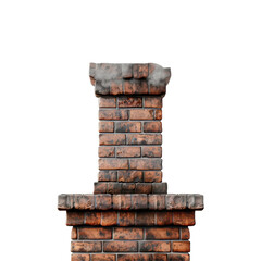 Naklejka premium Brick chimney emitting smoke Isolated on Transparent or White Background, PNG