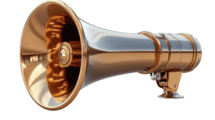 3d metallic render of megaphone promo icon on isolated white background 