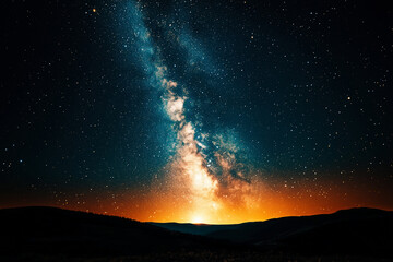 Fototapeta premium Illustration of a vibrant sunset in space