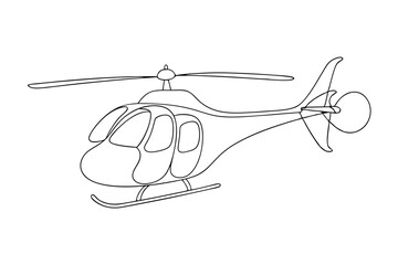 Naklejka premium Minimalist Line Drawing of Helicopter Vector Art for Design Projects