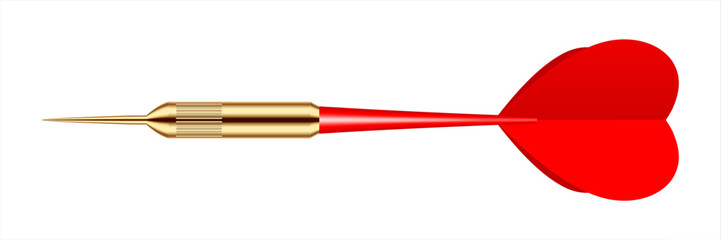 Dart arrow with metal tip and shadow. Dart throwing sport game, dartboard equipment. Vector illustration