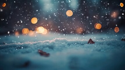 Winter Night's Serenity: A Snowy Landscape Under a Starry Sky