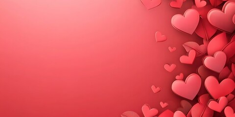 Red Hearts and Leaves Valentines Day Background