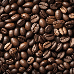 Obraz premium Assorted coffee beans, including light roasted and dark roasted varieties, arranged in a textured background 
