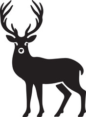Deer vector art black silhouette illustration.