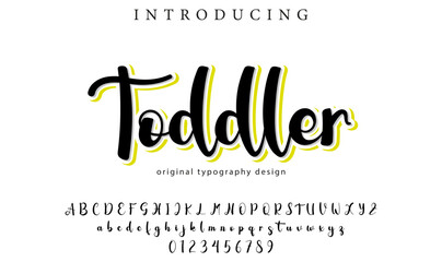 Toddler Font Stylish brush painted an uppercase vector letters, alphabet, typeface