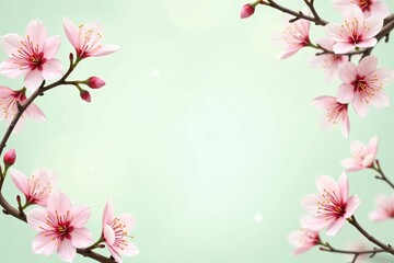 Naklejka premium 日本の春を象徴する桜の花フレーム - Traditional Japanese Cherry Blossom Frame with Minimalist Design