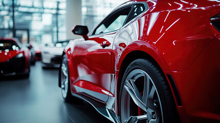 Modern cars elegantly arranged in an industrial showroom, showcasing sleek designs and advanced technology, embodying innovation and automotive excellence.