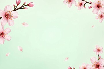 Obraz premium Traditional Japanese Cherry Blossom Frame with Minimalist Design