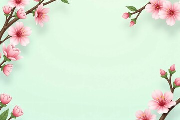 Fototapeta premium Traditional Japanese Cherry Blossom Frame with Minimalist Design