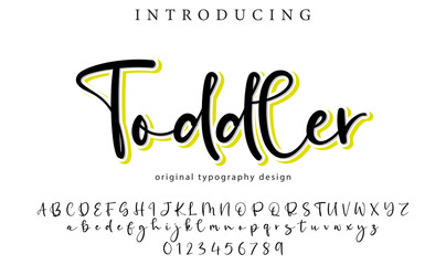 Toddler Font Stylish brush painted an uppercase vector letters, alphabet, typeface