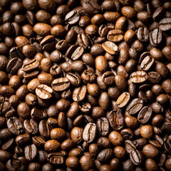 Naklejka premium Assorted coffee beans, including light roasted and dark roasted varieties, arranged in a textured background 