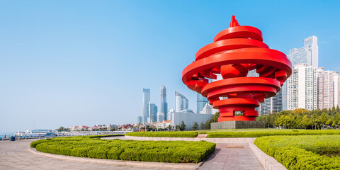 May Wind Sculpture Architecture Scenery at May Fourth Square in Qingdao, Shandong Province, China
