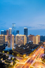 Aerial Night View of the skyline of the high-tech CBD city in Xi'an, Shaanxi, China	
