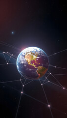 Naklejka premium earth in space and network connection, realistic, with white tones