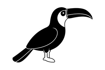 Obraz premium Toucan Silhouette Line Drawing Clean and Simple Vector Art