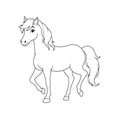 Horse  line art on white backgroun