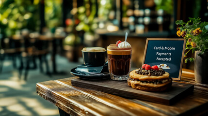 Naklejka premium Caf� Sign: �Card & Mobile Payments Accepted�