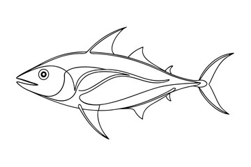 Fototapeta premium Minimalist Tuna Line Art Vector Illustration for Ocean-Inspired Designs