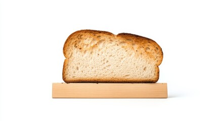 Freshly Toasted Slice of Bread on Wooden Cutting Board in Minimalist Setting, Capturing the Perfect Toasted Texture and Color for Culinary Display