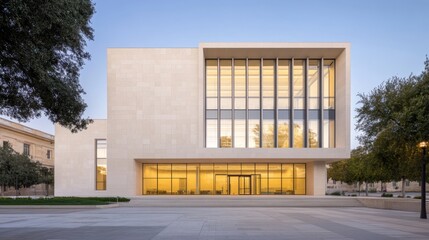 Obraz premium Courthouse building exterior view with classical architecture and flagpole, symbolizing justice, authority, and public trust in legal systems.