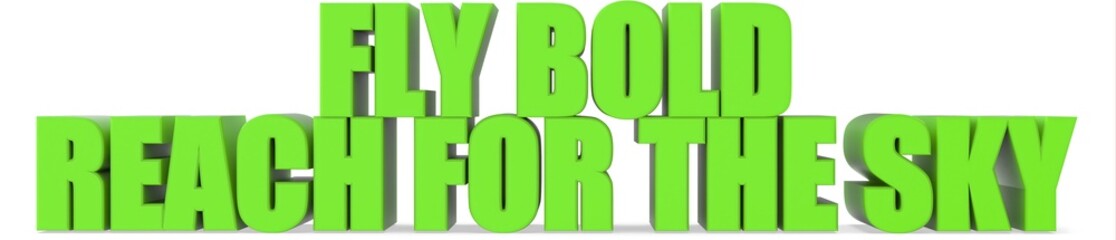 Fly Bold Reach for the Sky, 3d text