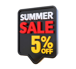 5 Percent Summer Sale Offer Label