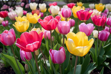 Fototapeta premium color tulip flower on nature background