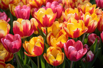 Fototapeta premium color tulip flower on nature background