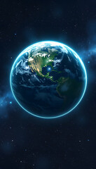 Obraz premium Nightly planet Earth in dark outer space, graphic novel art, with white tones