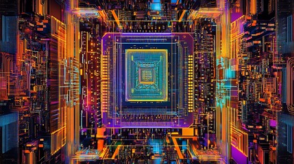 Obraz premium Abstract Digital Circuitry Artistic Rendering