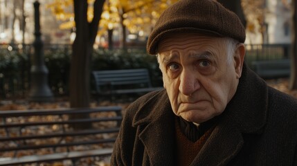 Elderly person standing alone, looking confused and uncertain, capturing the vulnerability and challenges faced by the aging population in modern society.