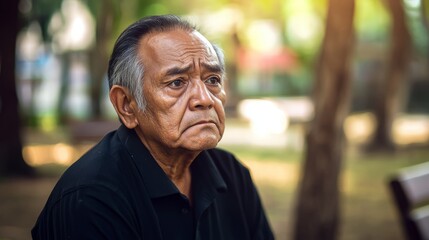Obraz premium Elderly person standing alone, looking confused and uncertain, capturing the vulnerability and challenges faced by the aging population in modern society.