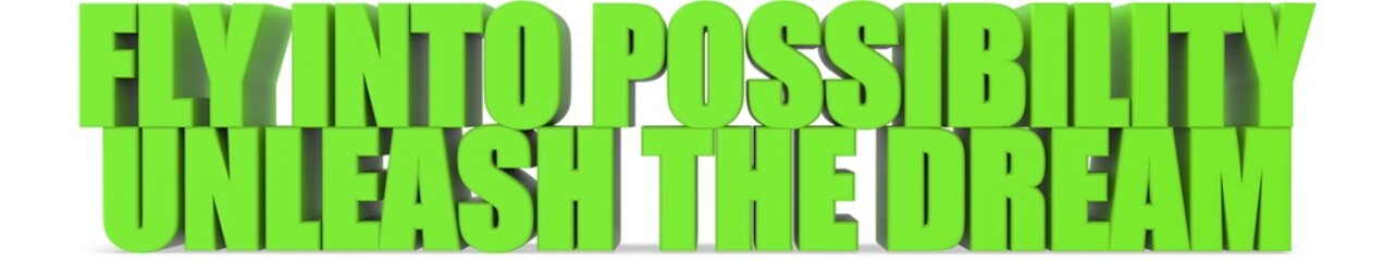 Fly Into Possibility Unleash the Dream, 3d text