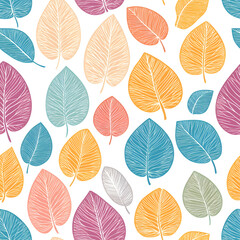 Fototapeta premium floral flower and leaf elements modern doodle illustrator seamless pattern for wallpaper or background