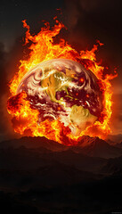 Conceptual photo depicting Earth destroyed by global warming, with white tones