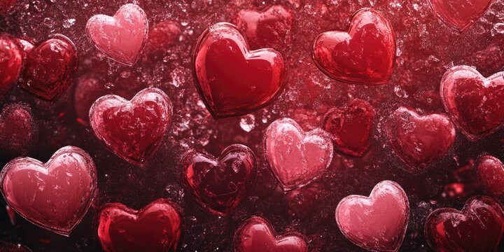Red Hearts Floating in Water