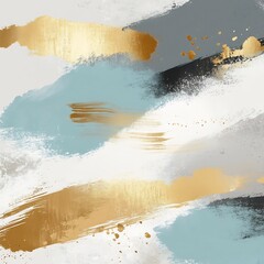 Abstract Gold and Teal Brushstrokes: A Modern Art Piece