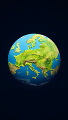 Obraz premium Realistic Earth around Europe, flat design, with white tones