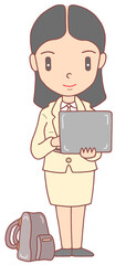 ビジネスウーマンのイラスト - オフィスレディ・女子社員・働く女性・パソコン操作・レディーススーツ