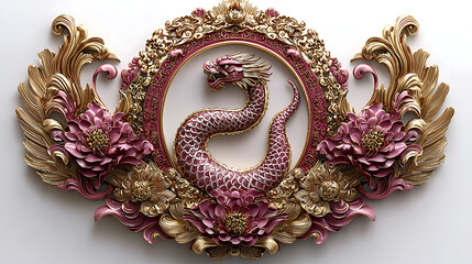 Chinese dragon year banner isolated on white 