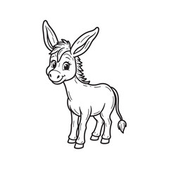 Donkey line art on white backgroun