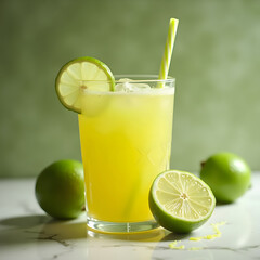 Fototapeta premium glass of lemonade with lemon