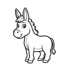 Donkey line art on white backgroun