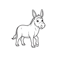 Donkey line art on white backgroun