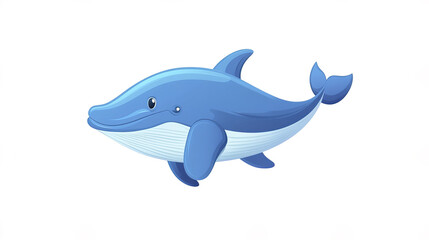 Obraz premium cute blue whale illustration swimming gracefully in ocean